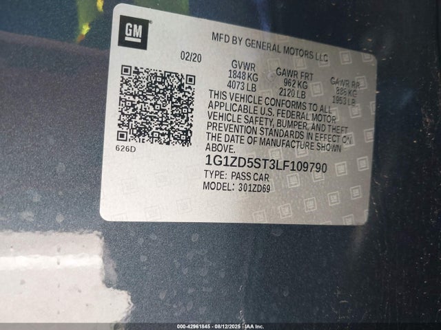 1G1ZD5ST3LF109790 Chevrolet lfv - direct injection, variable valve timing, gen 1