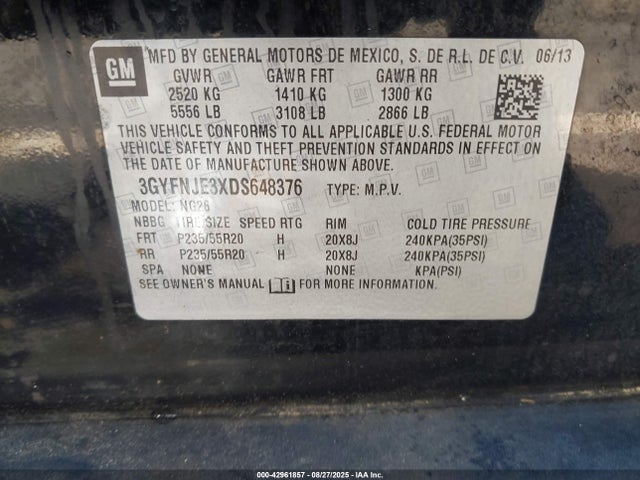 2013 CADILLAC SRX 3GYFNJE3XDS648376 Photo 8