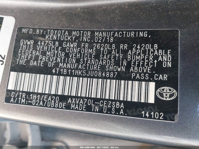 4T1B11HK5JU084887 Toyota a25a-fks