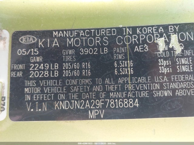 KIA dohc gdi gamma 2015 KNDJN2A29F7816884 Image 9