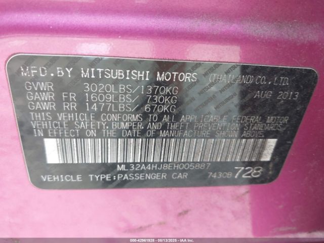 2014 MITSUBISHI MIRAGE ML32A4HJ8EH005887 Photo 8