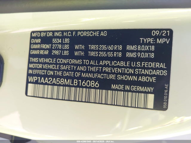 2021 PORSCHE MACAN WP1AA2A58MLB16086 Photo 8