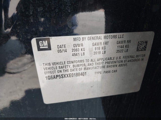 2014 CADILLAC CTS 1G6AP5SXXE0188401 Photo 8