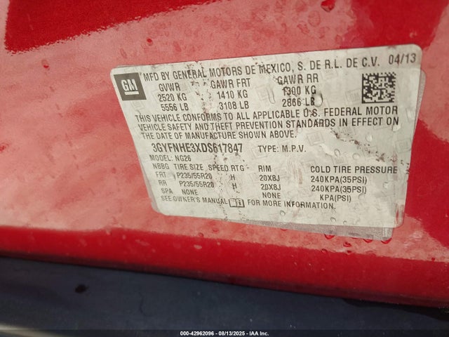 2013 CADILLAC SRX 3GYFNHE3XDS617847 Photo 8