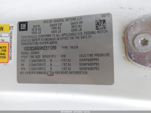 1GC0CUEG9HZ311289 Chevrolet l96 - e85 max, iron