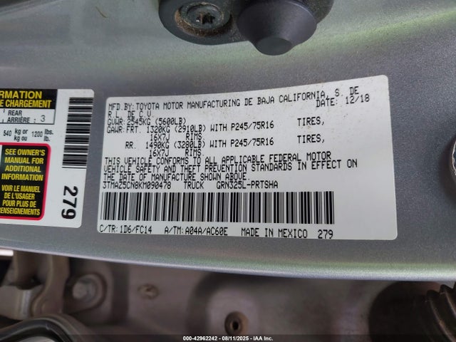 3TMAZ5CN8KM090478 Toyota 2gr-fks