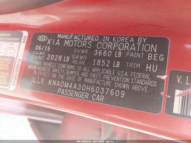 KIA Rio 2017 KNADM4A30H6037609 Image 9