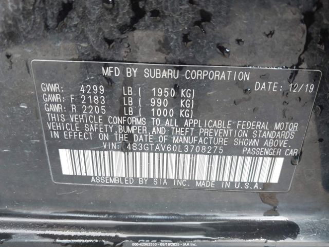 2020 SUBARU IMPREZA 4S3GTAV60L3708275 Photo 8