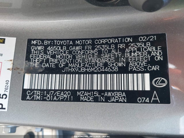JTHX9JBH6M2044638 Lexus m20a-fxs, 3nm,1mm