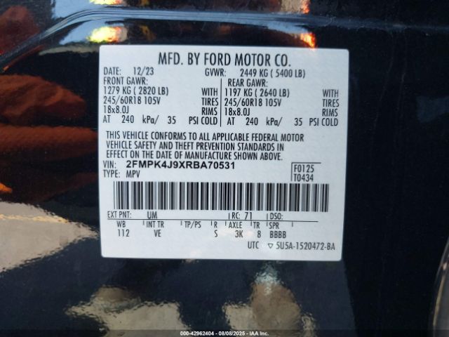 2024 FORD EDGE 2FMPK4J9XRBA70531 Photo 8