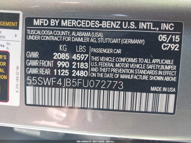 55SWF4JB5FU072773 Mercedes-Benz C-Class