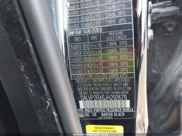 SALVP2RX6JH292679 Land Rover aj20p