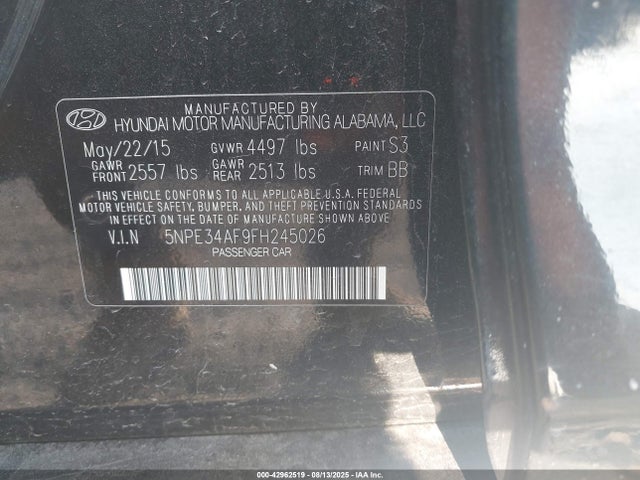 5NPE34AF9FH245026 Hyundai dohc gdi theta-ii