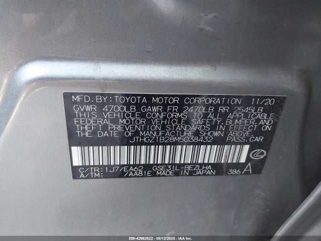 Lexus 2gr-fks 2021 JTHGZ1B28M5038432 Image 9
