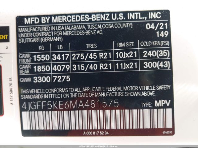 2021 MERCEDES-BENZ GLS 450 4JGFF5KE6MA481575 Photo 8