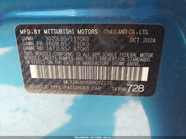 2024 MITSUBISHI MIRAGE ML32AUHJ6RH032110 Photo 8