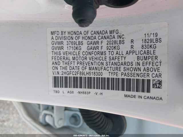 Honda k20c2 2020 2HGFC2F89LH518300 Image 9