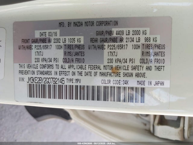 Mazda py 2016 JM3KE2BY2G0792145 Image 9