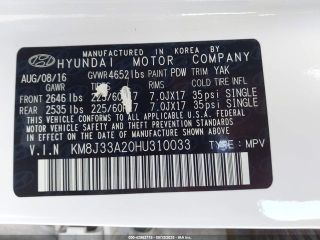 KM8J33A20HU310033 Hyundai t-gdi gamma