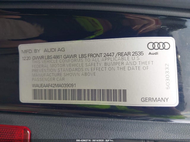 2021 AUDI A4 WAUEAAF42MA039091 Photo 8