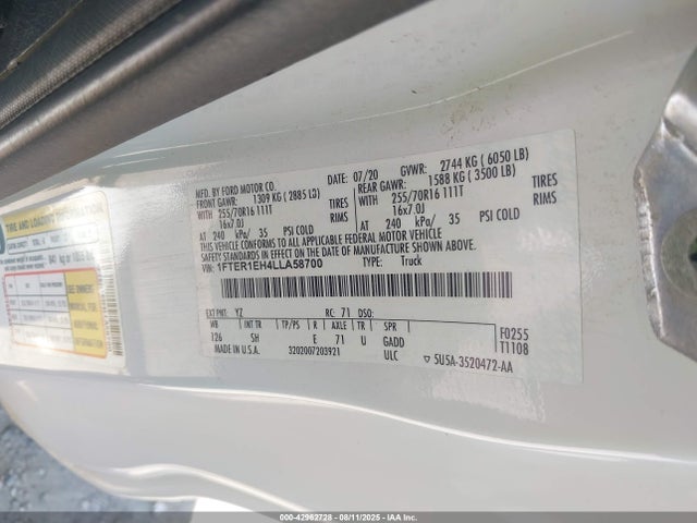 1FTER1EH4LLA58700 Ford 2020