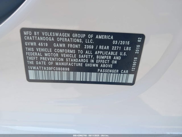 Volkswagen 2015 2015 1VWAT7A39FC080898 Image 9