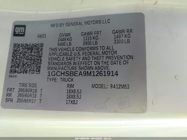 Chevrolet lcv - l4, sidi, dcvcp, vvt, e85 max , e0-e100, alum 2021 1GCHSBEA9M1261914 Image 9