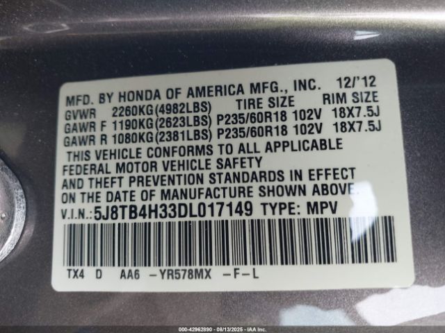 2013 ACURA RDX 5J8TB4H33DL017149 Photo 8