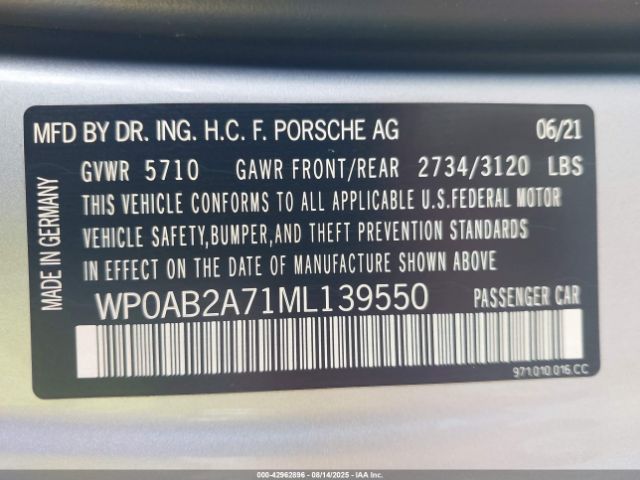 2021 PORSCHE PANAMERA WP0AB2A71ML139550 Photo 8