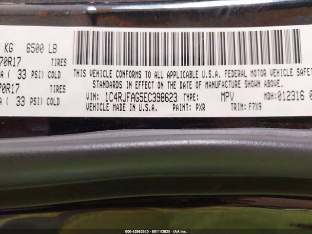 Продажа на аукционе авто 2014 Jeep Grand Cherokee Laredo, vin: 1C4RJFAG5EC398623, номер лота: 42962940