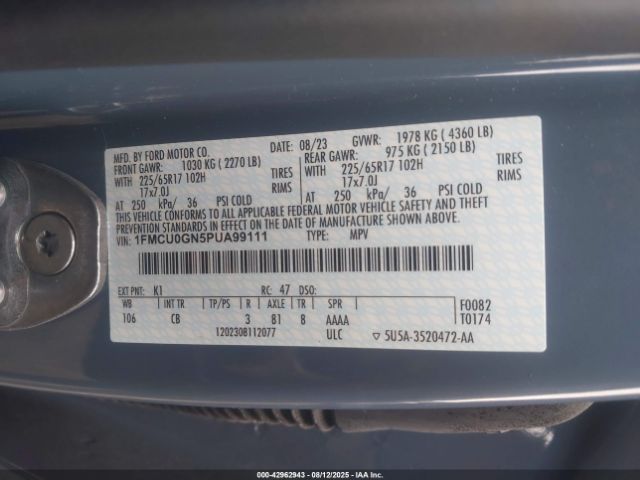 2023 FORD ESCAPE 1FMCU0GN5PUA99111 Photo 8