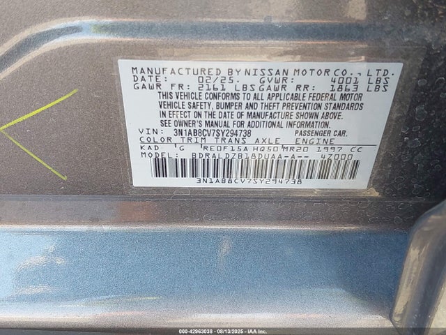 3N1AB8CV7SY294738 Nissan 2025