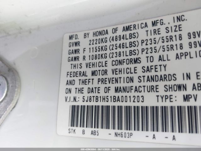 2011 ACURA RDX 5J8TB1H51BA001203 Photo 8