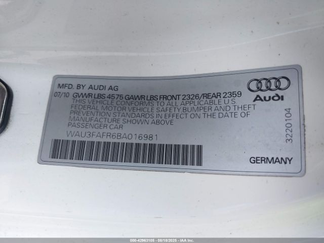 2011 AUDI A5 WAU3FAFR6BA016981 Photo 8