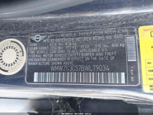 2011 MINI COOPER S COUNTRYMAN WMWZC3C57BWL79034 Photo 8