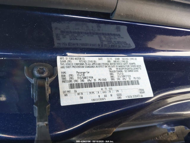 Ford 2016 2016 1FADP3N20GL254072 Image 9