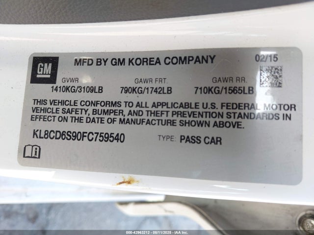 KL8CD6S90FC759540 Chevrolet ll0