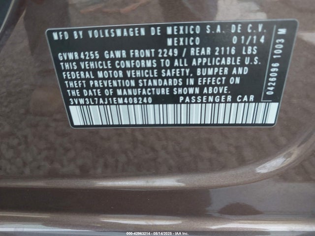 3VW3L7AJ1EM408240 Volkswagen Tdi