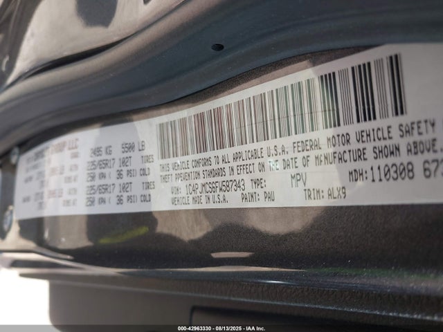 2015 Jeep Cherokee Latitude მანქანა იყიდება აუქციონზე, vin: 1C4PJMCS6FW587343, აუქციონის ნომერი: 42963330