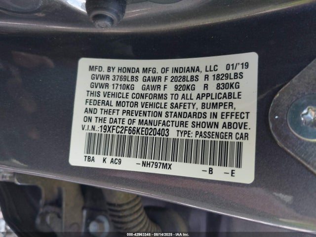 Honda k20c2 2019 19XFC2F66KE020403 Image 9