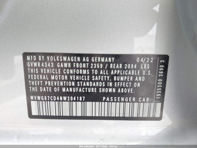 2022 VOLKSWAGEN GOLF GTI WVWG87CD4NW204187 Photo 8