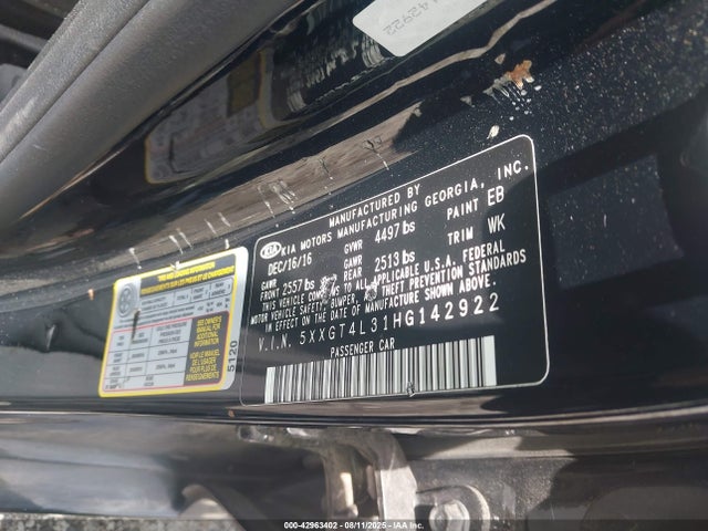 5XXGT4L31HG142922 KIA g 2.4 dohc gdi
