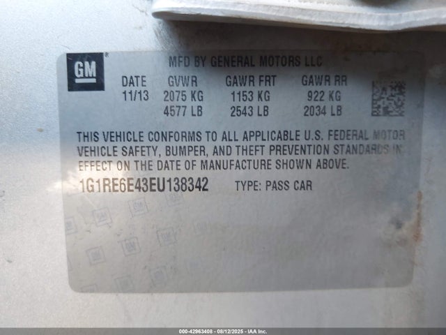Chevrolet luu - ffv, e-flex, fam 2014 1G1RE6E43EU138342 Image 9