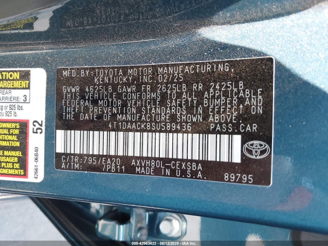 Toyota a25a-fxs 2025 4T1DAACK8SU589436 Image 9
