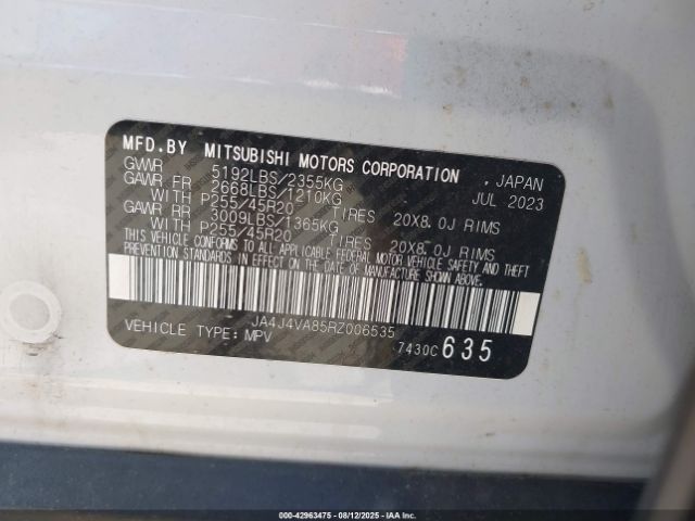 2024 MITSUBISHI OUTLANDER JA4J4VA85RZ006535 Photo 8