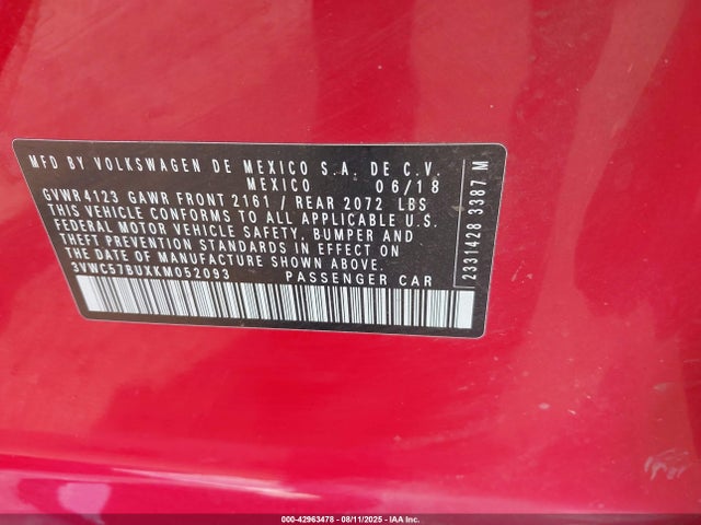 Volkswagen 1.4 tsi 2019 3VWC57BUXKM052093 Image 9