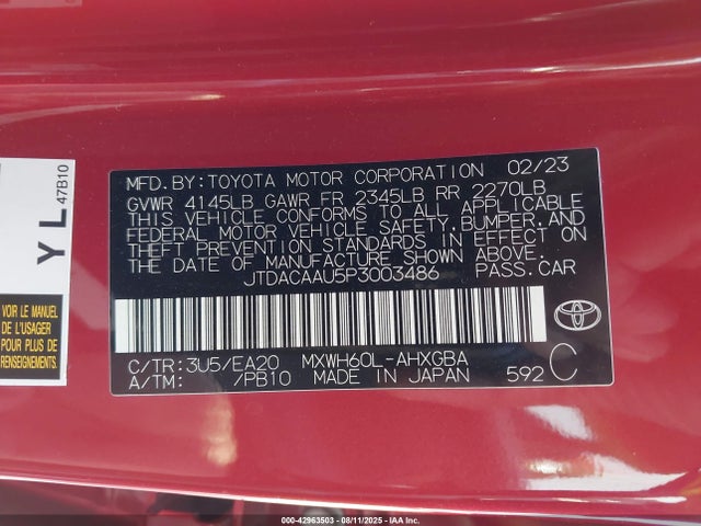 Toyota m20a-fxs, 1vm 2023 JTDACAAU5P3003486 Image 9