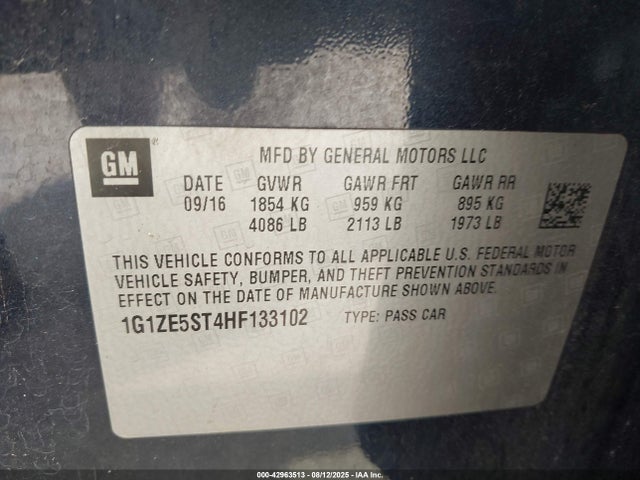 1G1ZE5ST4HF133102 Chevrolet lfv - di: direct injection, vvt: variable valve timing, gen 1