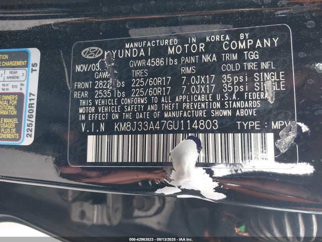 KM8J33A47GU114803 Hyundai 2016