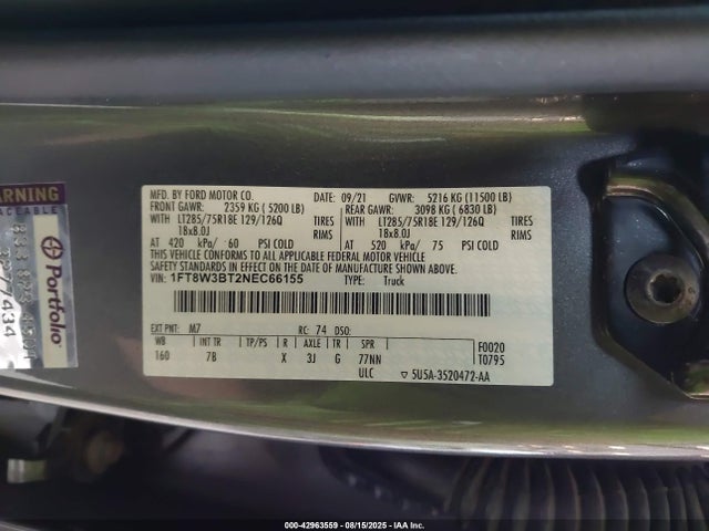 Ford 2022 2022 1FT8W3BT2NEC66155 Image 9